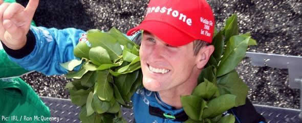 Ryan Hunter-Reay celebrates victory at Watkins Glen