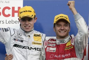 Paul di Resta and Timo Scheider on the Hockenheim podium