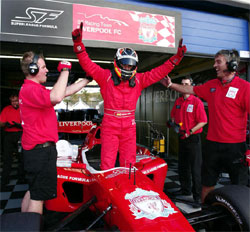Adrian Valles celebrates winning pole position
