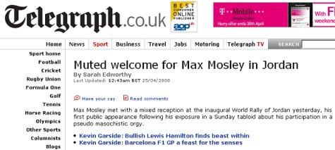 The Telegraph: Muted welcome for Max Mosley in Jordan