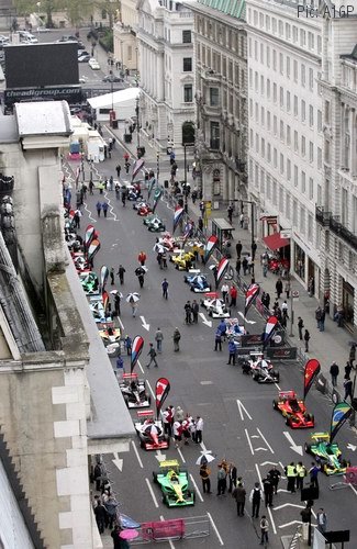 Aerial photo of A1GP cars on Regent Street