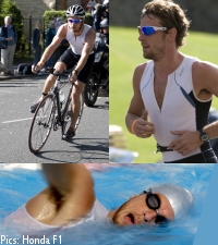 Jenson Button in triathlon action