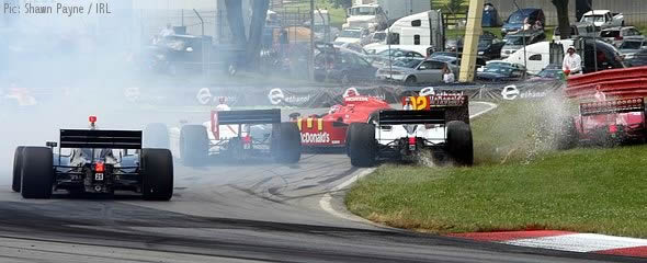 The race is wrecked for Wilson and Wheldon
