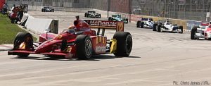 Justin Wilson racing in the Detroit Indy Grand Prix