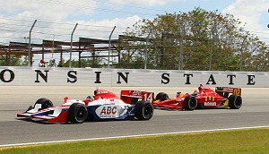 Darren Manning and fellow Yorkshireman Justin Wilson on track