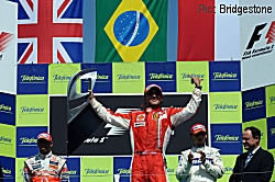 Felipe Massa on the top step at Valencia