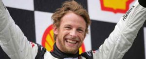 Jenson Button on the podium for Honda in Hungary