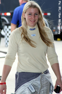 Pippa Mann at the Homestead Miami test, where she was the fastest of all the rookies