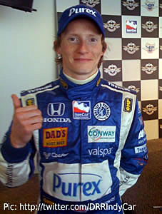 Mike Conway gives the thumbs-up to fans on the D&R Twitter feed following his qualifying run Mike Conway gives the thumbs-up to fans on the D&R Twitter feed following his qualifying run