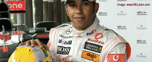 Lewis Hamilton with his diamond-topped helmet