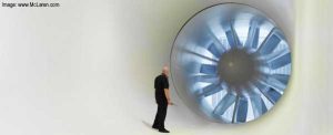 An engineer at work in the McLaren wind tunnel