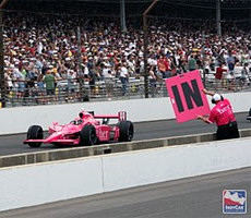 Alex Lloyd is called in to his pit box during the Indy 500