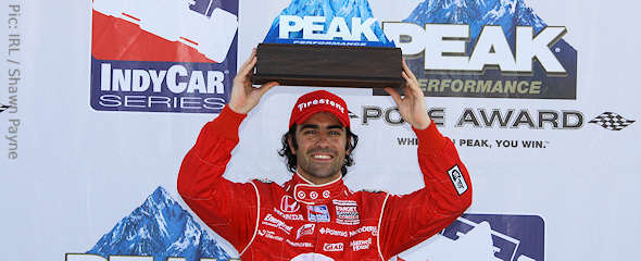 Dario Franchitti celebrates winning pole at Richmond