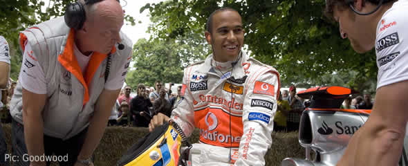 Lewis Hamilton among Goodwood's hay bales