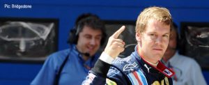 Sebastian Vettel celebrates earning pole position in Turkey