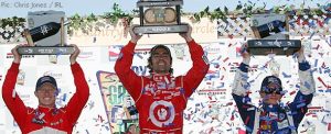 Briscoe, Franchitti and Conway on the podium