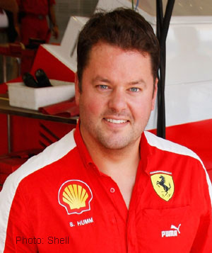Shell's Stuart Humm in the Ferrari garage