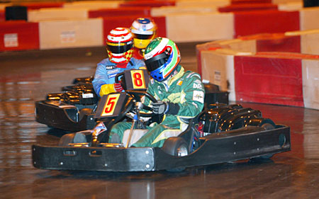 Drivers taking part in BP Ultimate Celebrity Karting Challenge