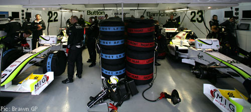 The Brawn GP garage at Interlagos