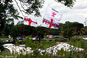 Button fans at a Silverstone campsite Button fans at a Silverstone campsite