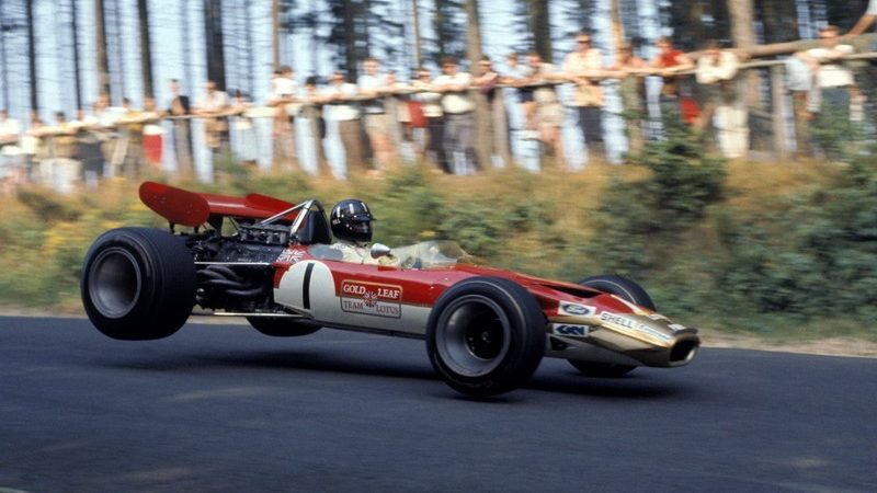 Graham Hill in the Lotus 49B Cosworth at the Nurburgring, 1969