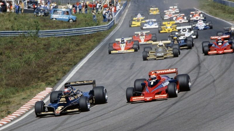 Mario Andretti leads Niki Lauda at the 1978 Swedish Grand Prix