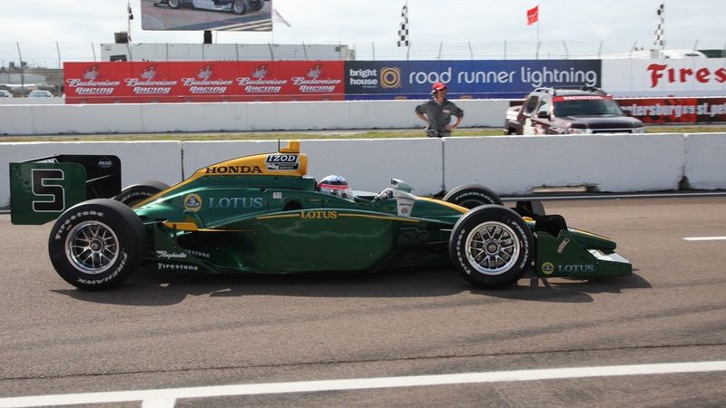The Lotus-branded IndyCar on the streets of St Petersburg