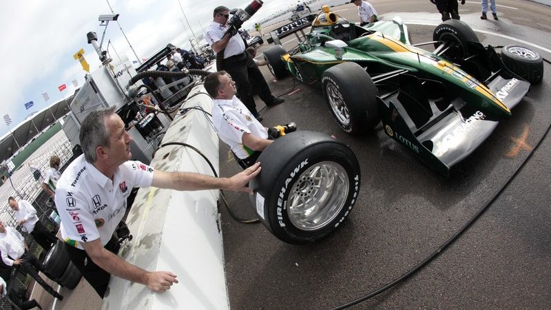 Pit road action for Lotus at St Pete