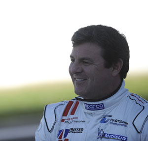 Racing driver Mark Blundell trackside