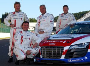 Blundell with United Autosport team-mates at the 24 Hours of Spa
