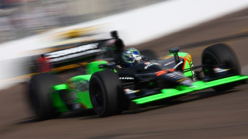 Mike Conway on track: his colours are the reverse of Danica's