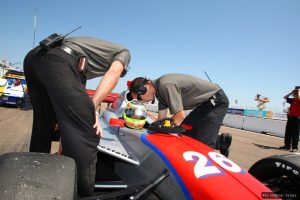 Winslow prepares to go out on track