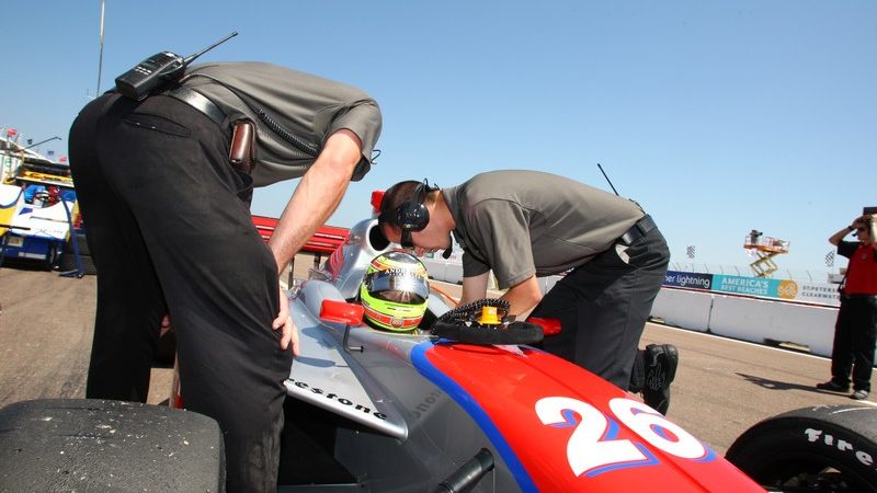 Winslow prepares to go out on track