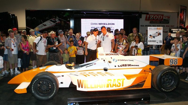 Dan Wheldon and Bryan Herta unveil the car Wheldon will use for the Indy500