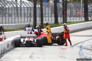 Marco Andretti (in black) ruined Sebastien Bourdais' day