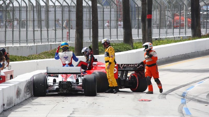 Marco Andretti (in black) ruined Sebastien Bourdais' day