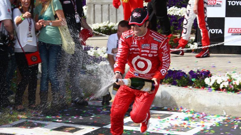 New championship leader Dario Franchitti lets fly