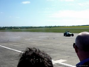 Kovalainen performed some crowd-pleasing donuts in a Caterham 7
