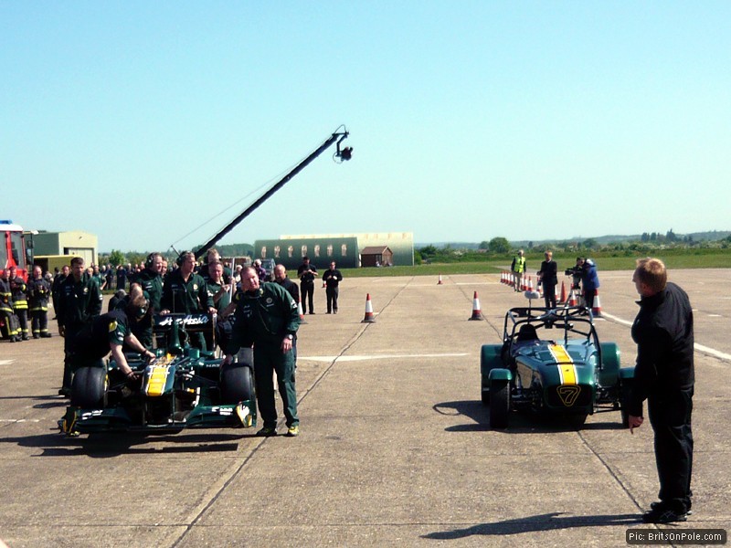 Hauling the T128 into place for the photocall