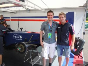 Scott McCarthy and Sam Bird in the iSport garage at the Hungaroring